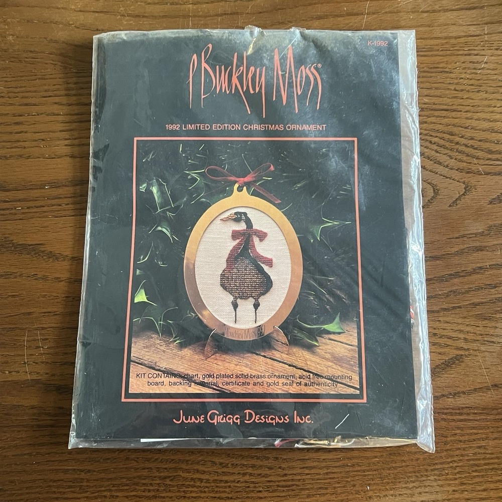 Vintage P Buckley Moss 1992 Christmas Ornament Cross Stitch Kit Limited